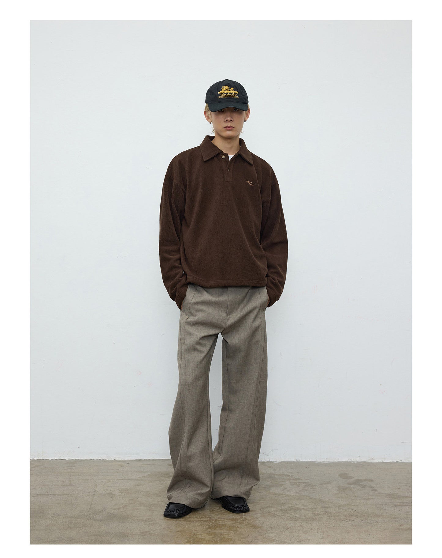 Double-sided fleece collar polo shirt