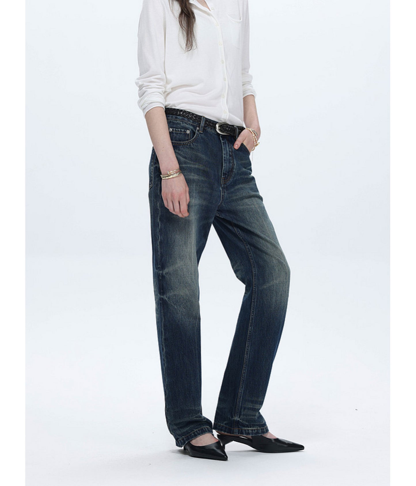 Vintage-Style Shrimp Line Jeans