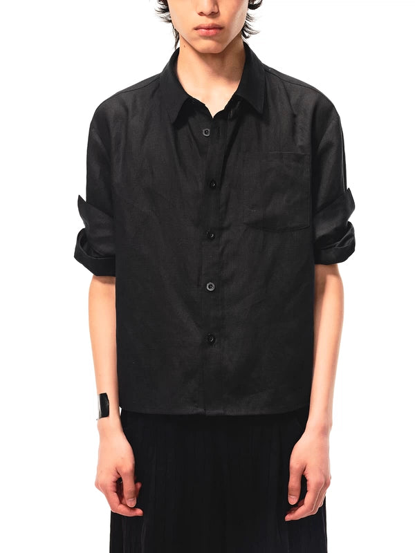 Tencel Linen Rolled-Cuff Shirt