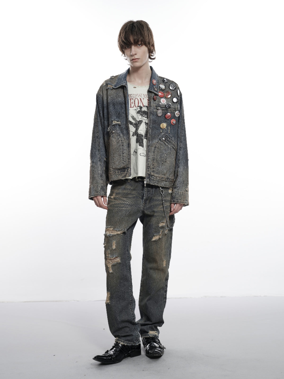 Heavy Mud Dyed Design Denim Jacket
