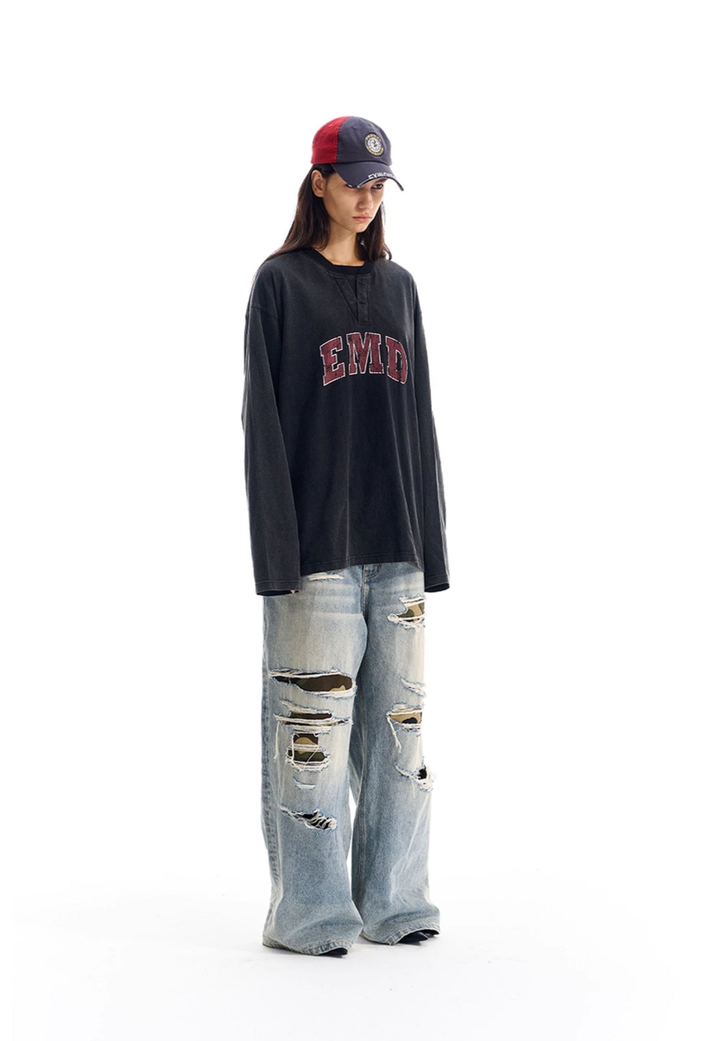 Wash-processed Basic Print T-Shirt