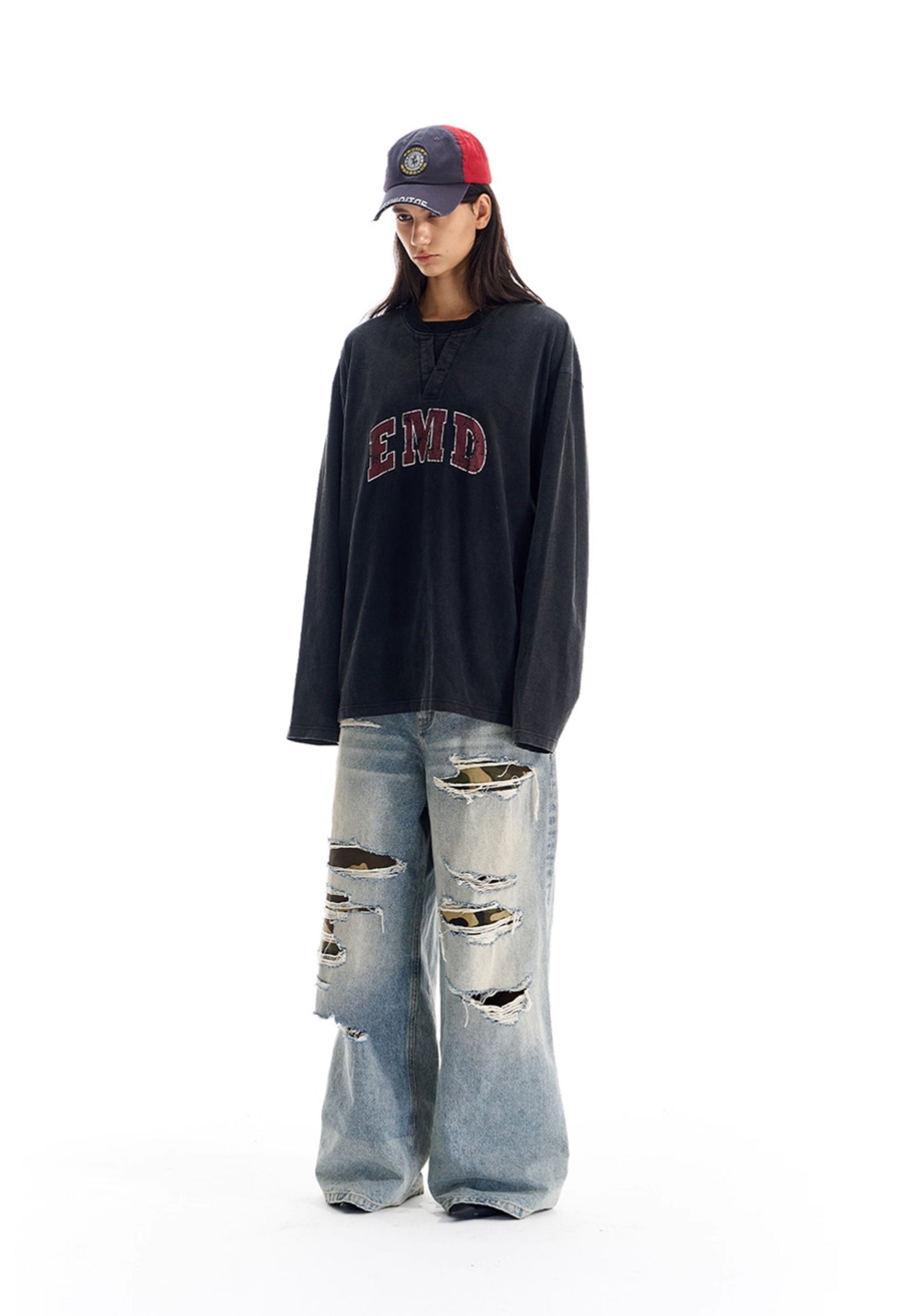 Wash-processed Basic Print T-Shirt