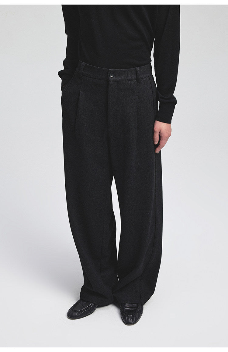 Cotton Blend Casual Straight-Leg Pants