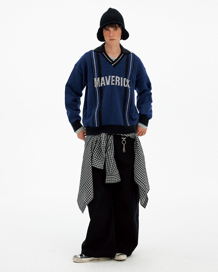 Color Block Letter Print Sweater