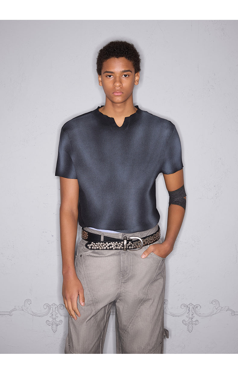 V-Neck Slim Wash Knit T-Shirt