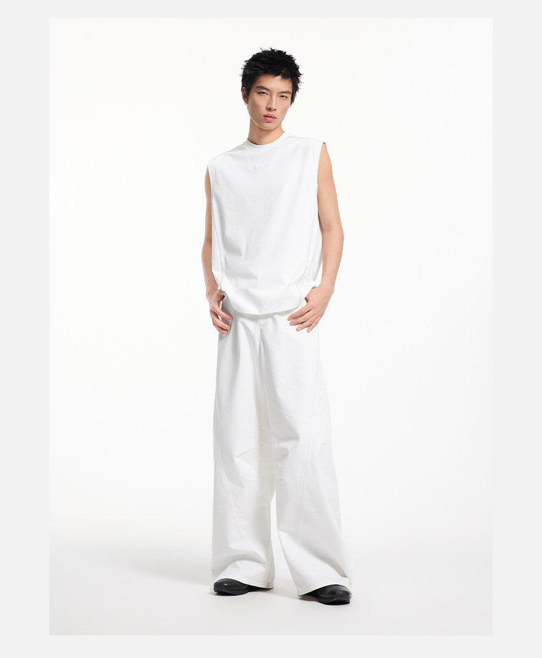 Wrinkle-Resistant Curved-Leg Casual Pants