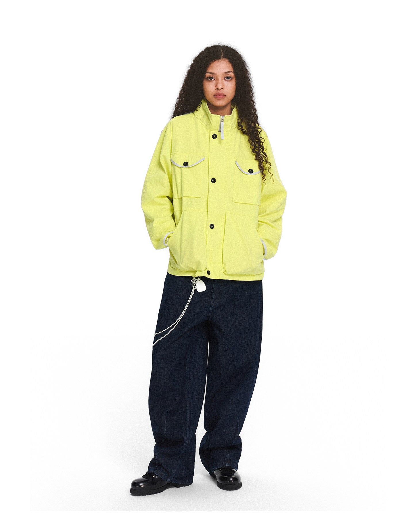 Stand-Up Collar Hooded Zipper Jacket