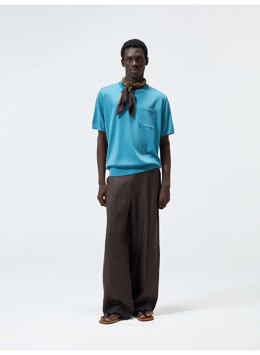 Pocket Crew-Neck Knit Shirt