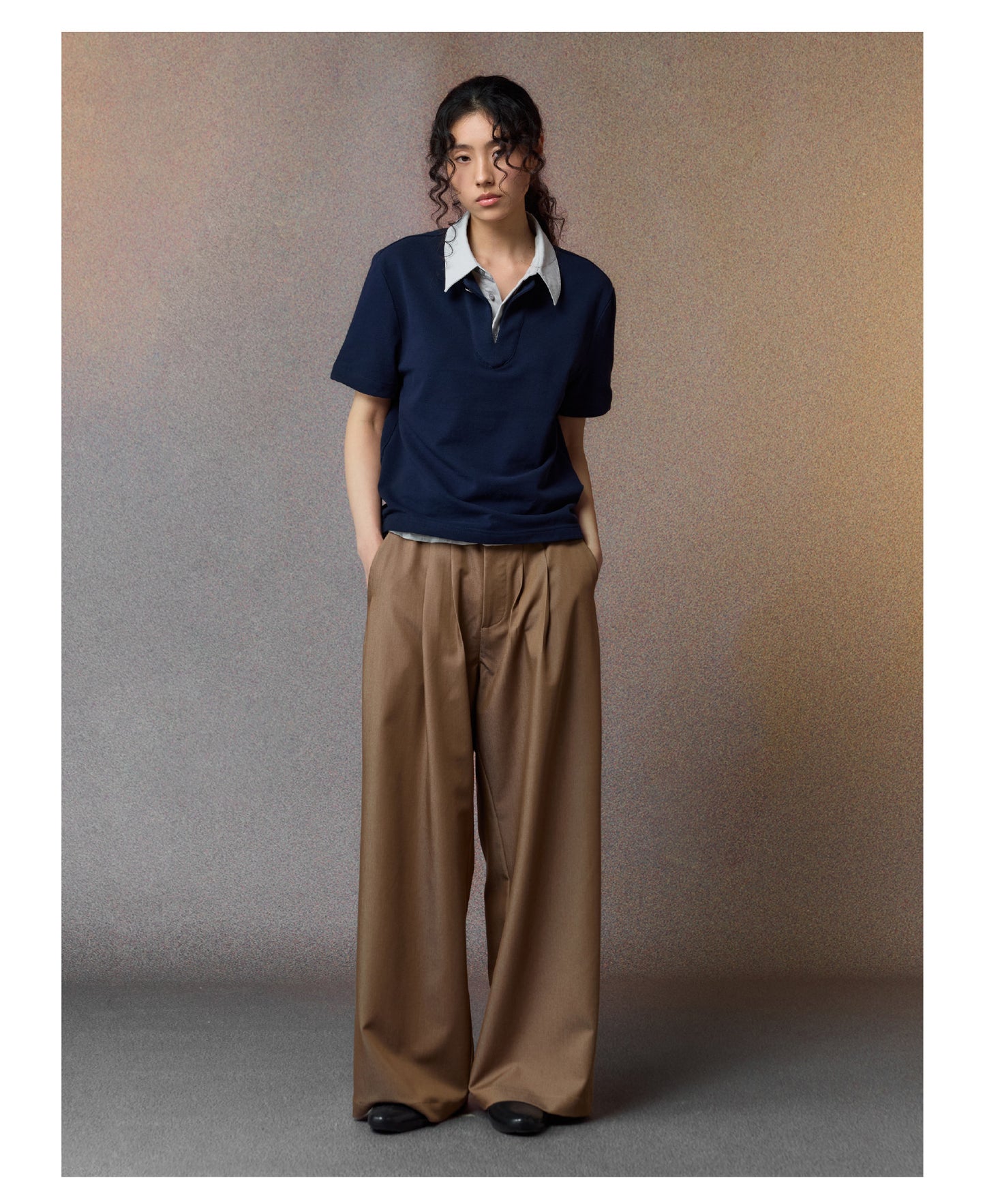 Draped Straight-Leg Pants