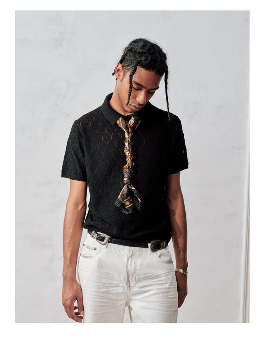 Slim-Fit 3D-Patterned Polo Shirt