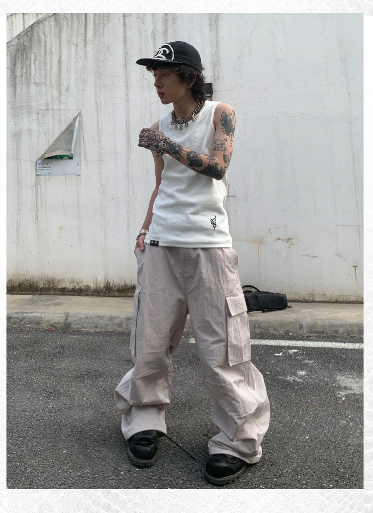 Straight Wide Side Pocket Cargo Pants