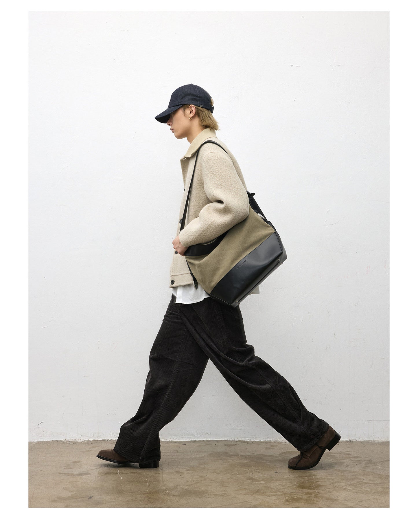 Leather Patchwork Washed Shoulder Bag