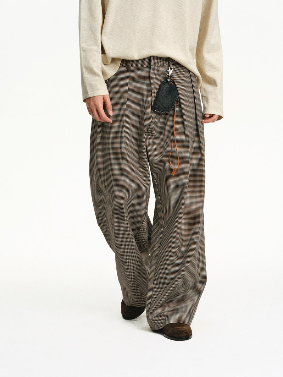 4-Pleat Wide-Leg Pants