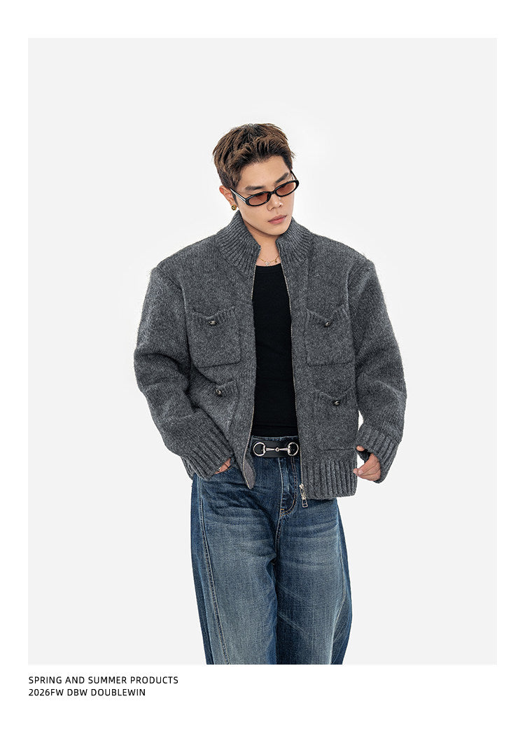 Heavyweight Sweater Jacket with Multiple Pockets