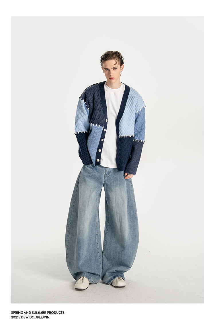 Contrast Color Stitch Cardigan