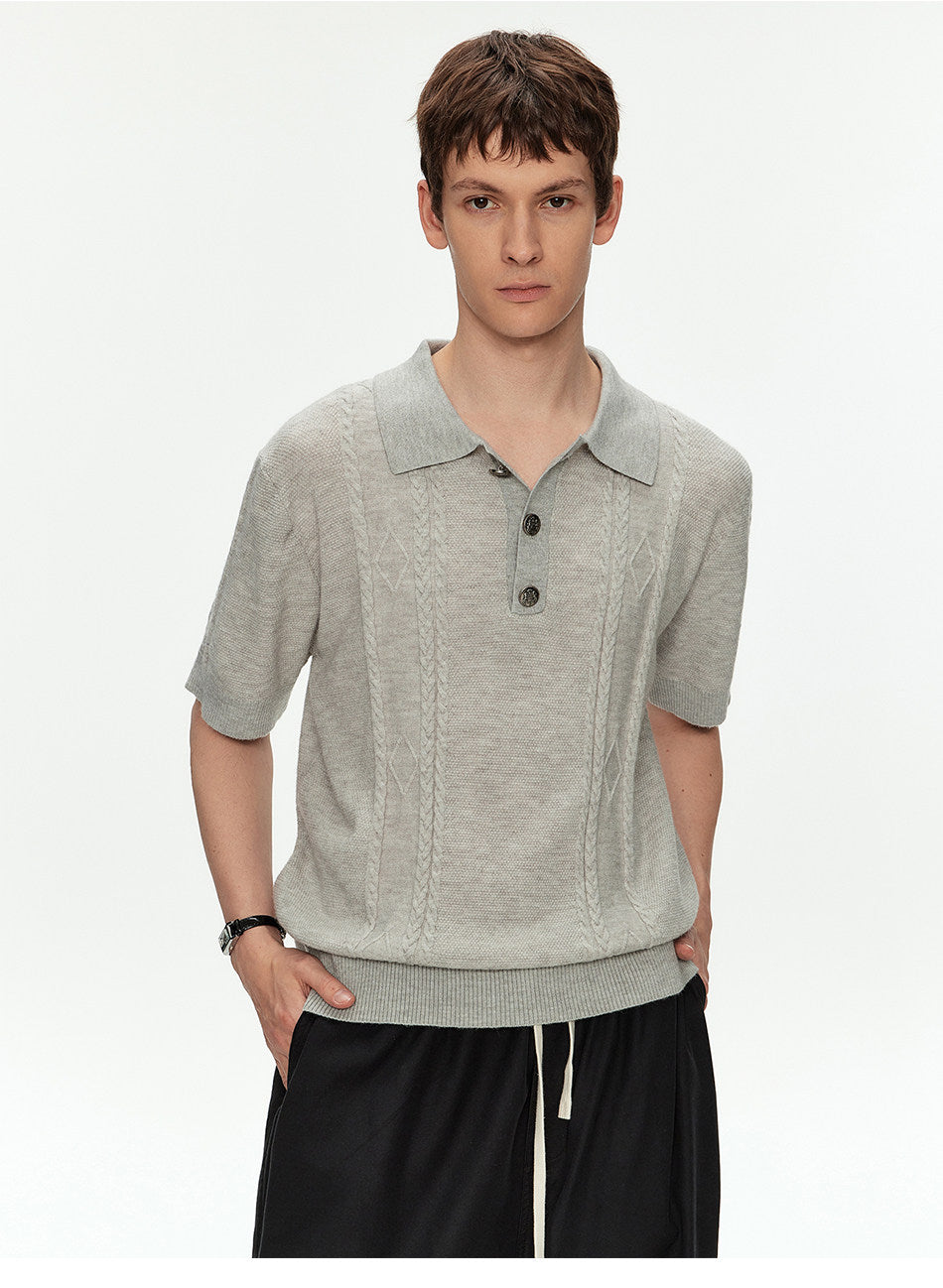 Wool-Blend Knit Polo Shirt