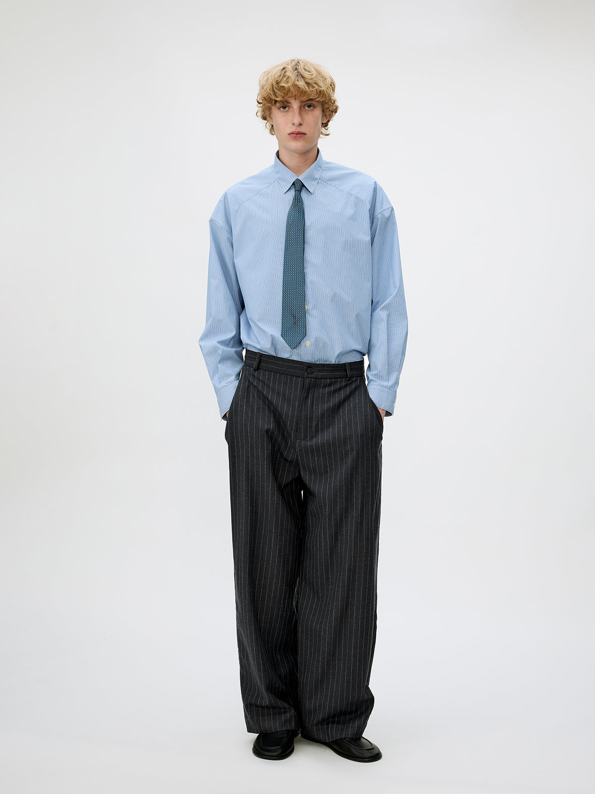 Straight-Leg Pleated Casual Pants