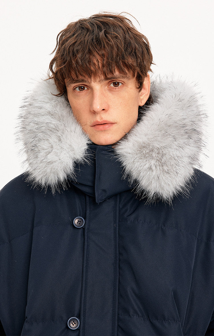 Simple White Duck Down Hooded Jacket