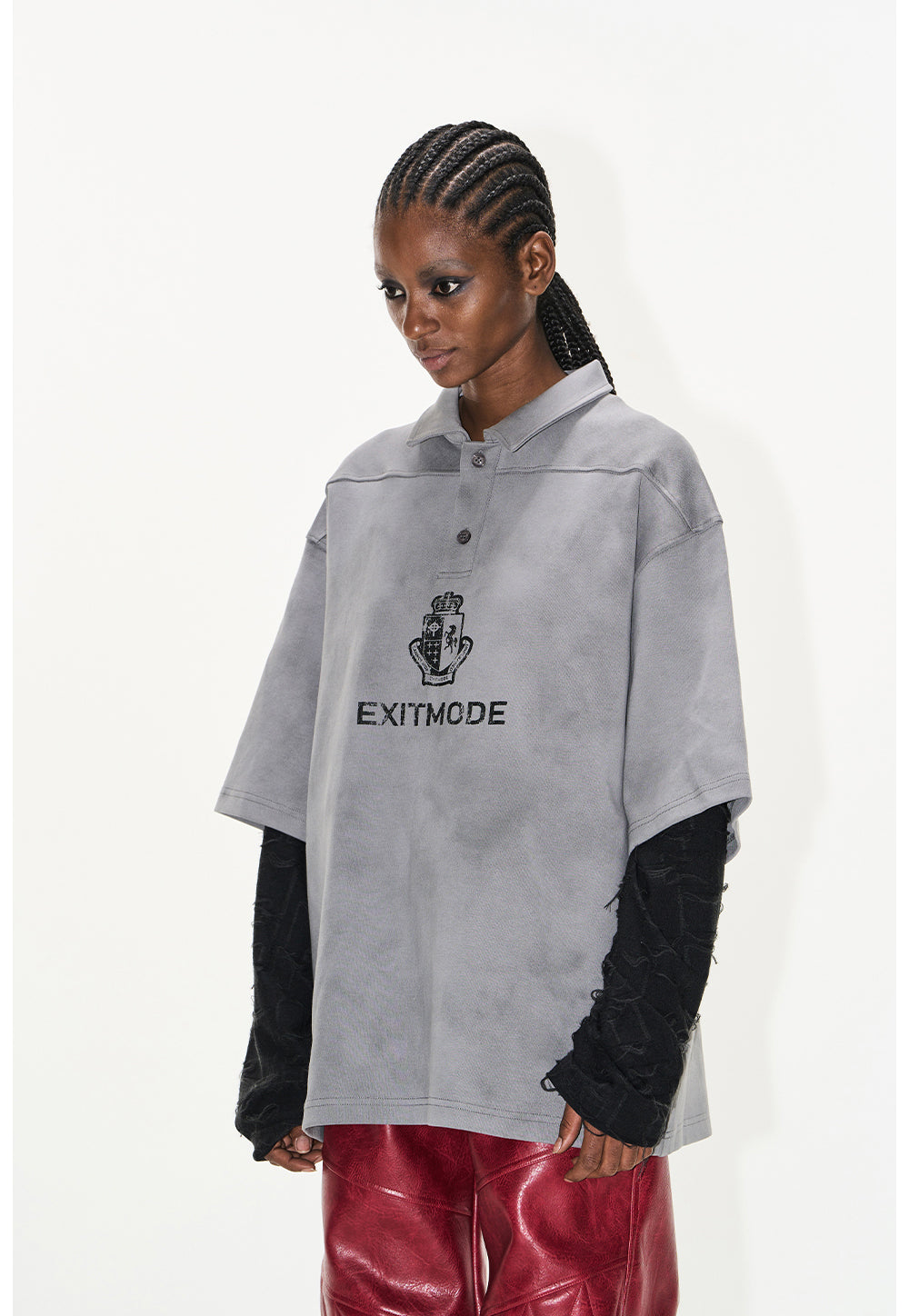 Dirty-dye polo shirt