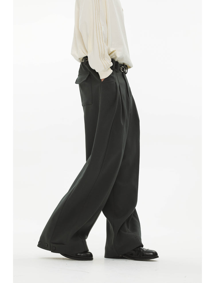 Draped Silhouette Wide Leg Pants