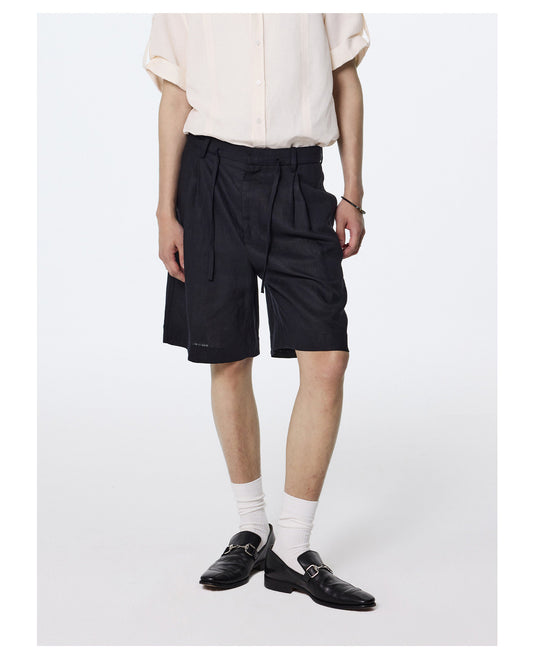 Simple Casual Double-Pleated Shorts