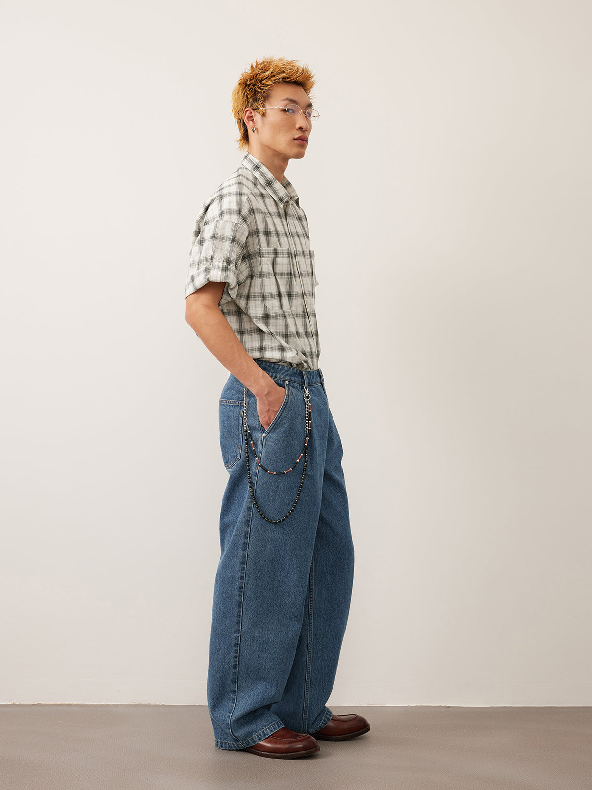 Single Pleats Loose Straight Jeans 12.25 oz.