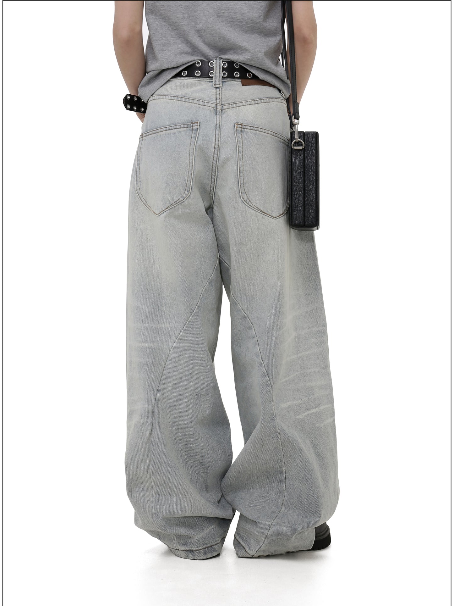 Washed and Damaged Denim Pants