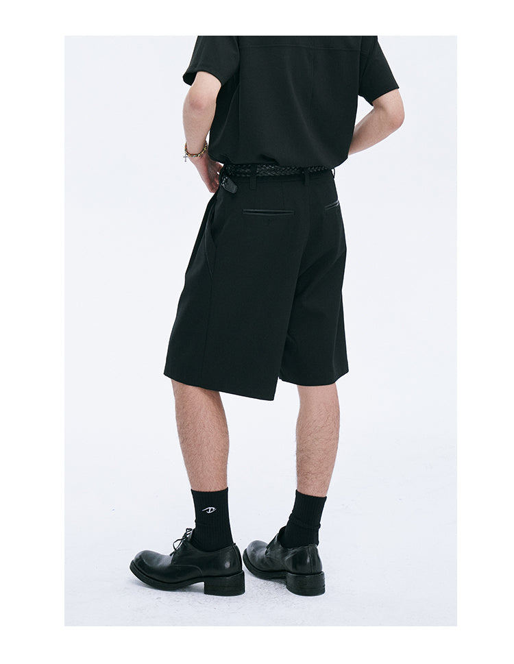 Diagonal placket shorts