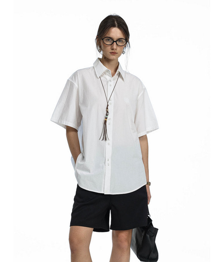 Embroidered Beaded Necklace Shirt