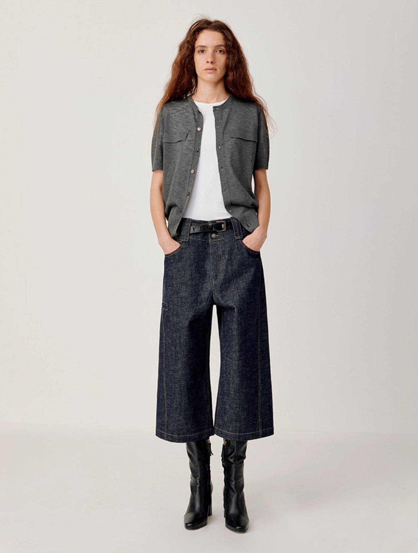 Denim cropped pants