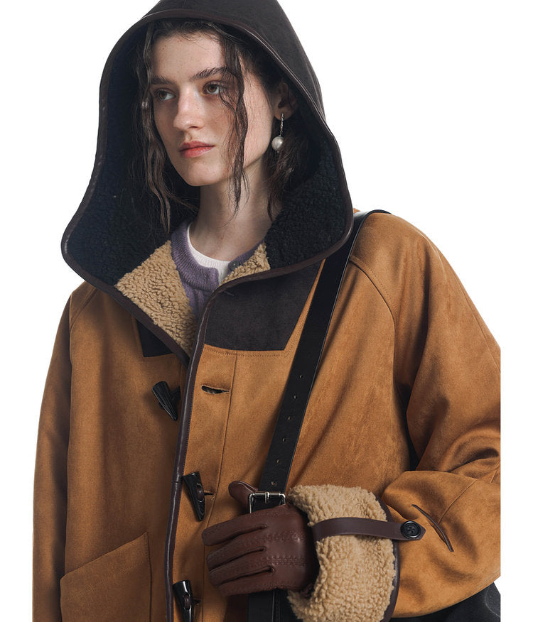 Color Block Horn Button Jacket