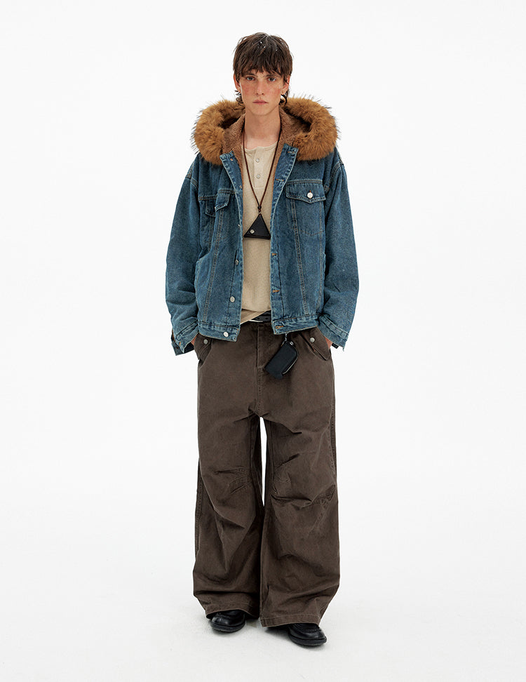 Retro Fur Collar Denim Jacket