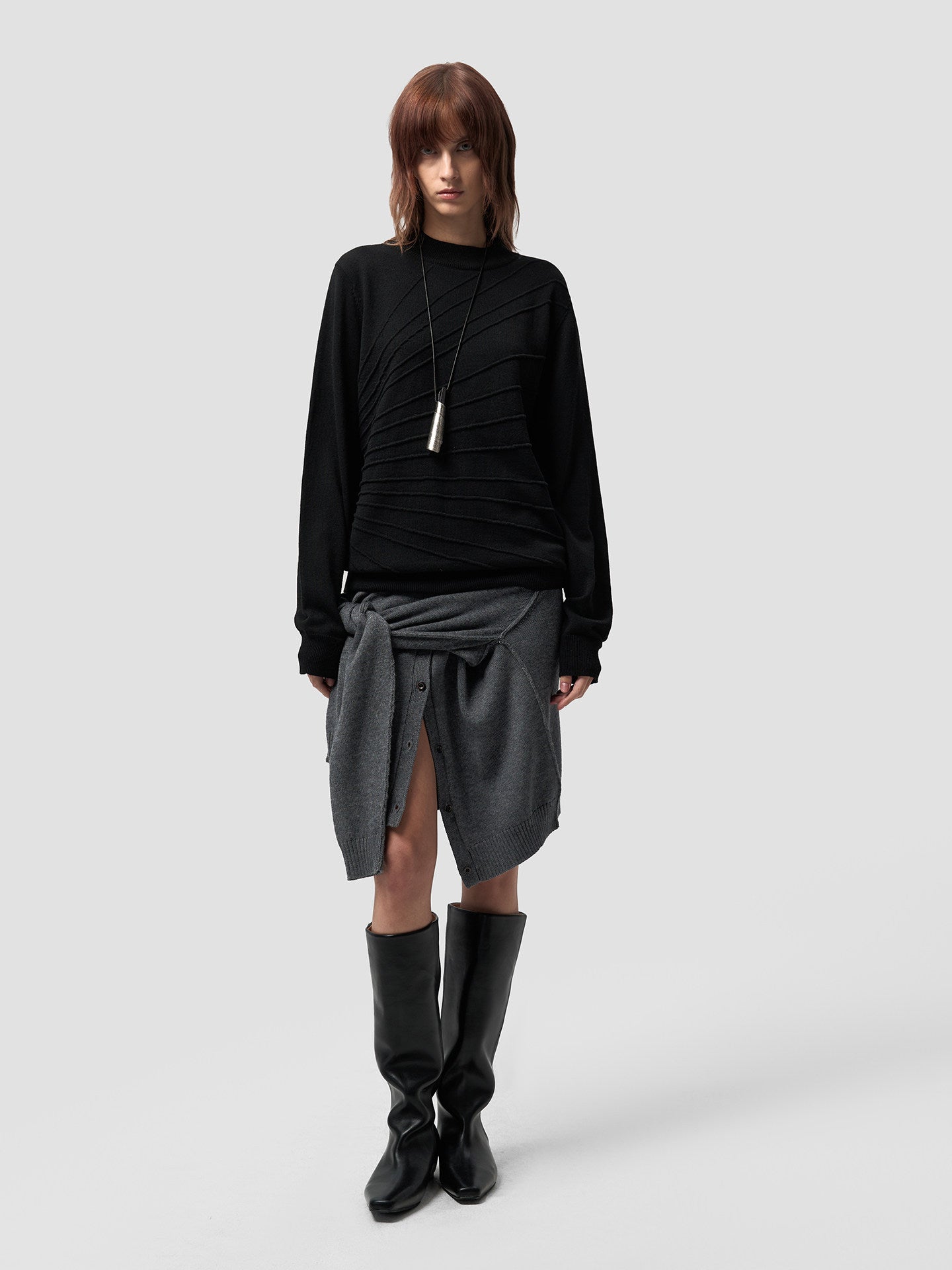Mid-Neck Knit Shirt