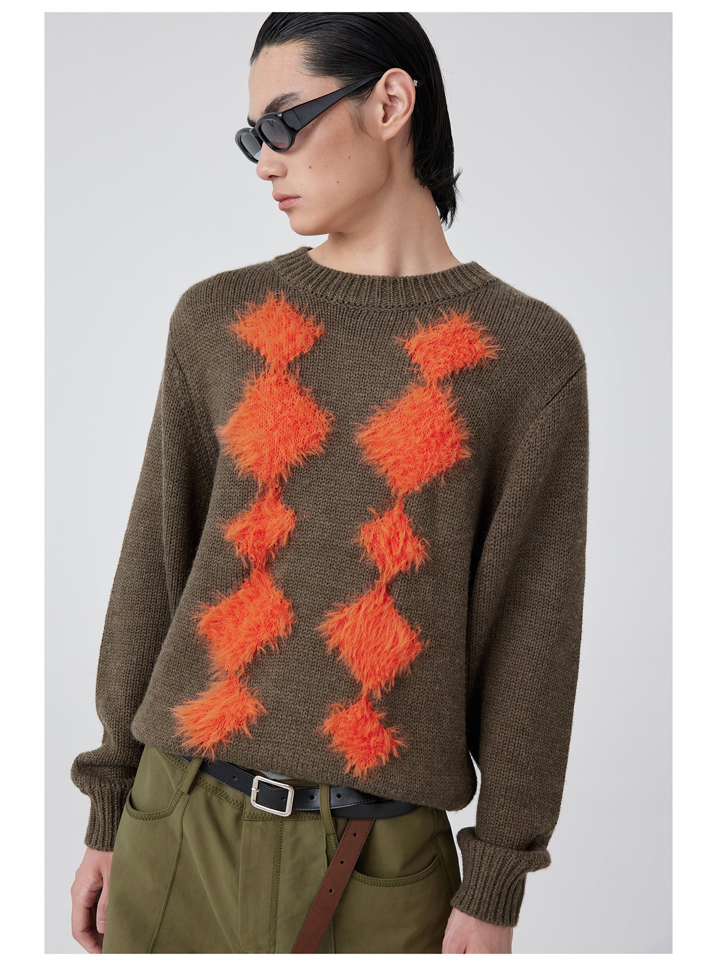 Crew Neck Argyle Sweater