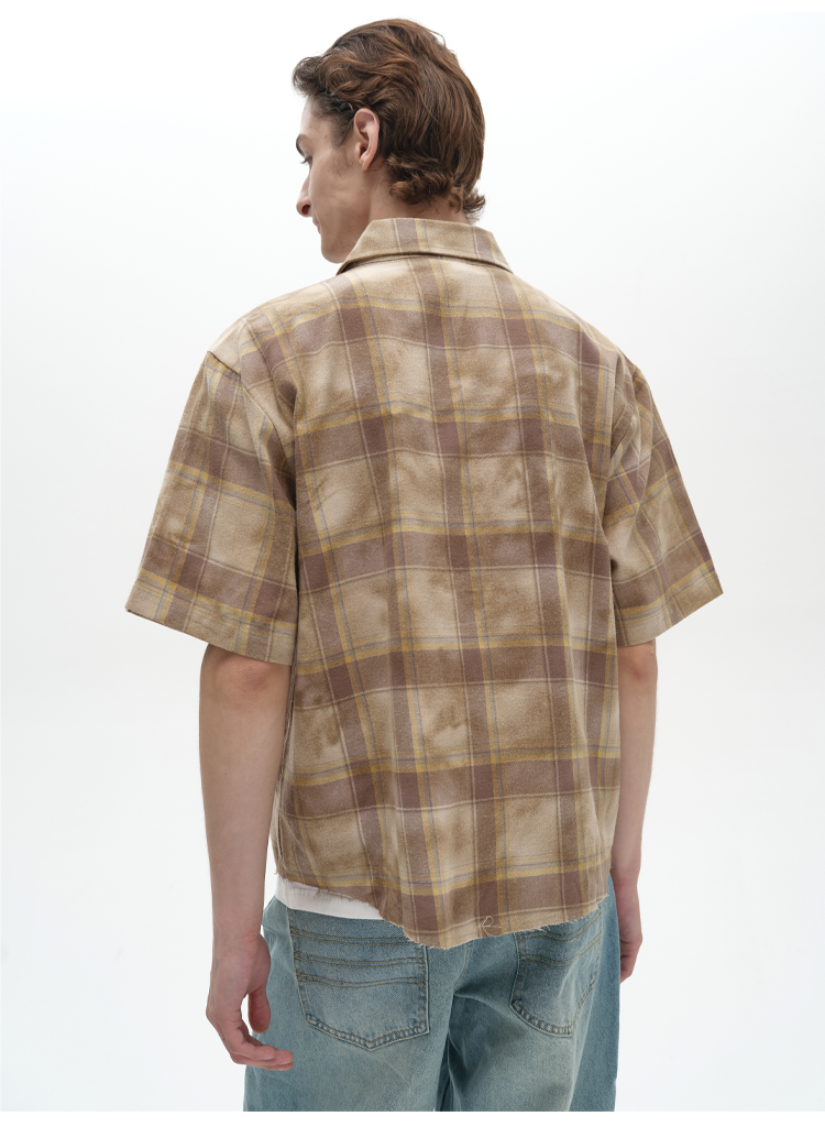 Washed plaid western shirt