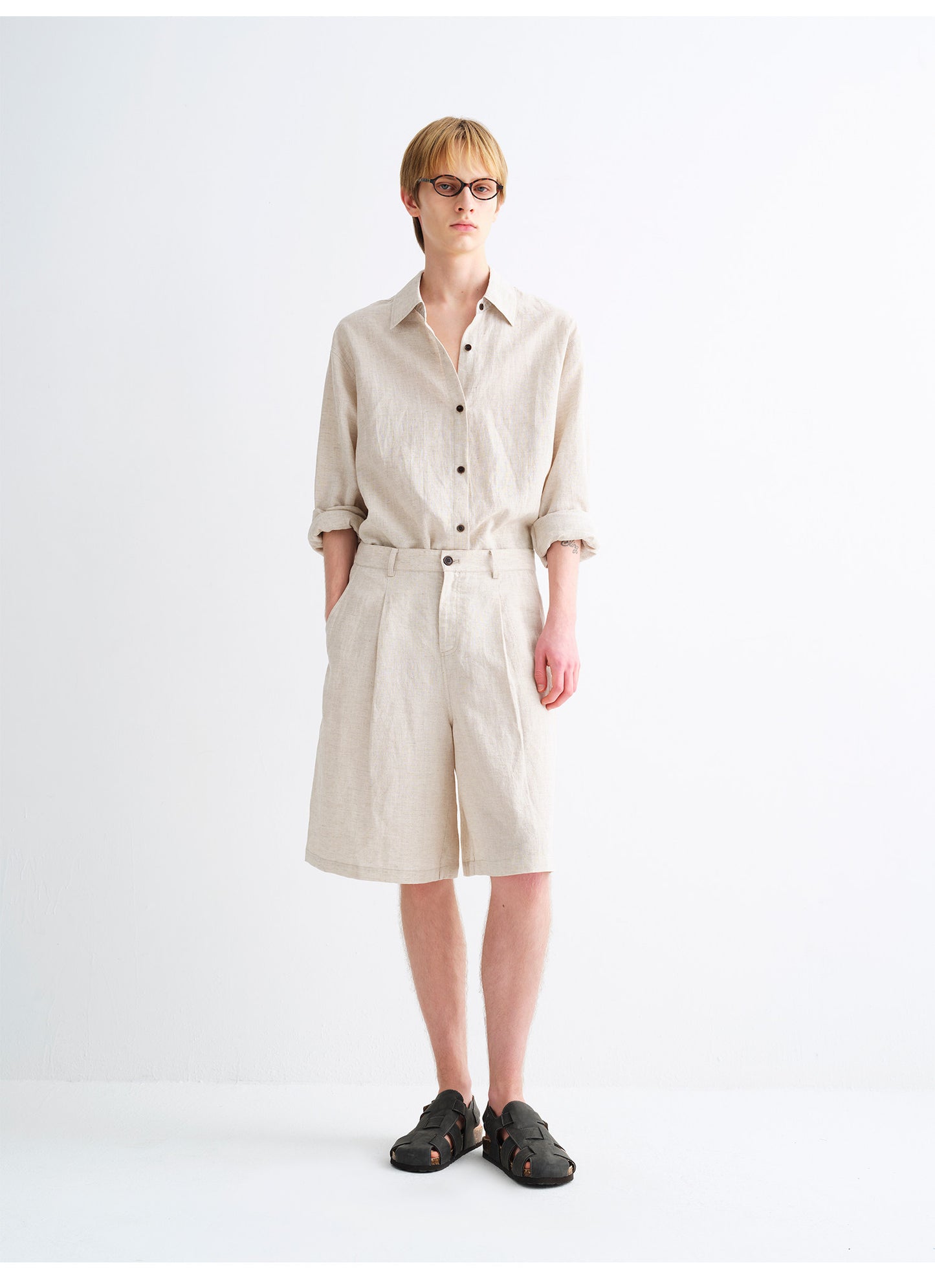 Linen-Blend Loose-Fit Shirt