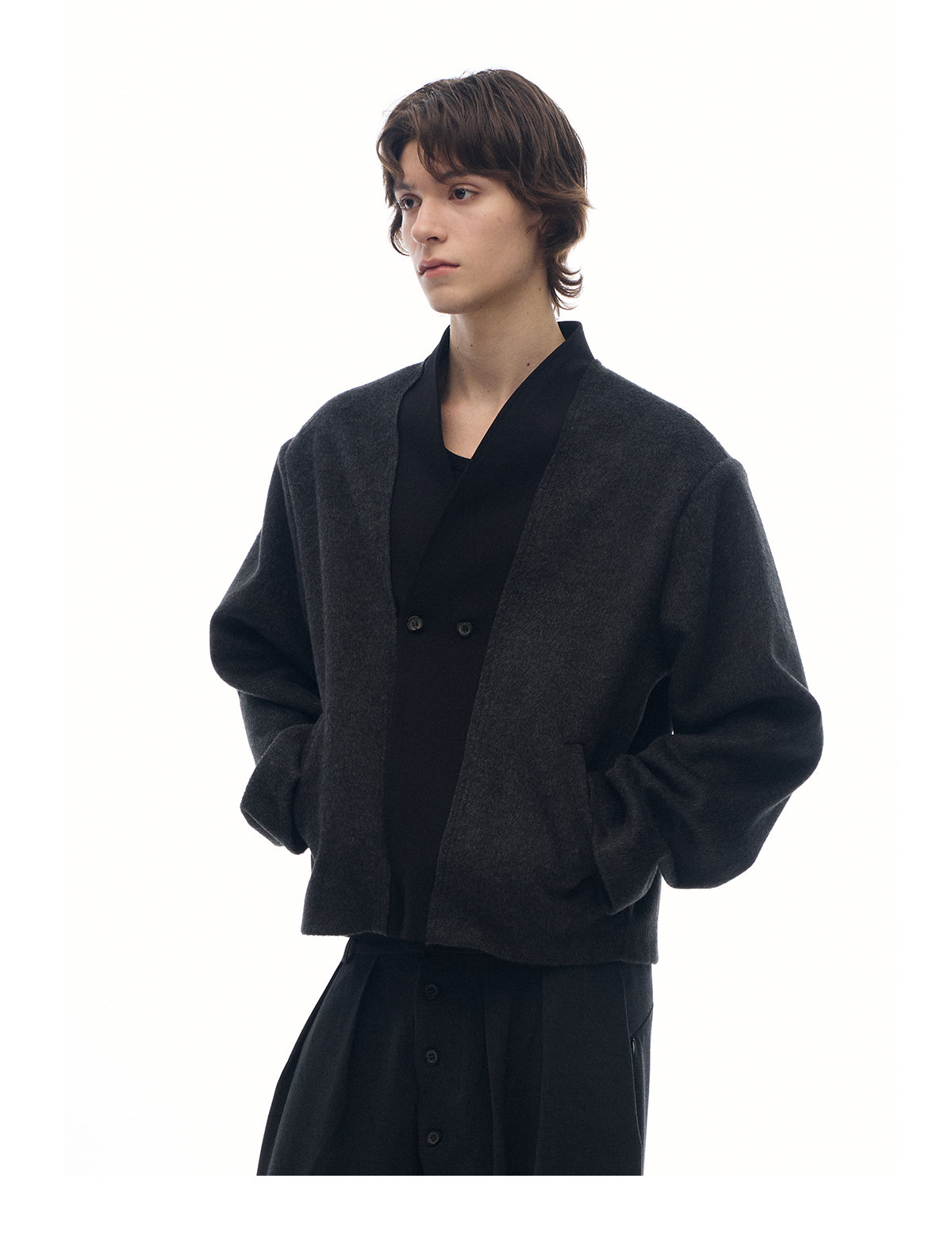 Wool two-button cardigan