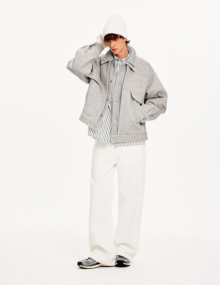 Double Collar Faux Two-Piece Jacket