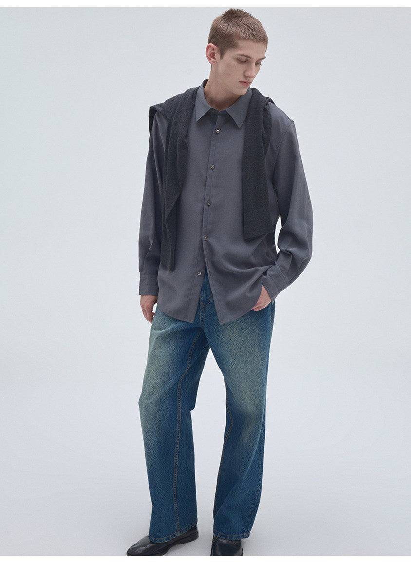 Lightweight Square-Collar Casual Shirt