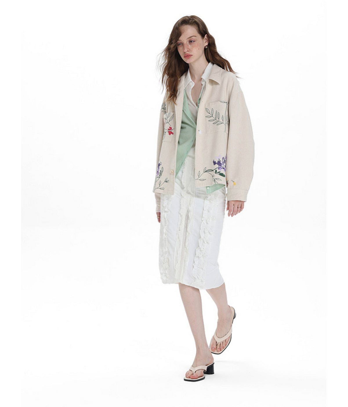 All-Over Embroidered Linen-Blend Jacket