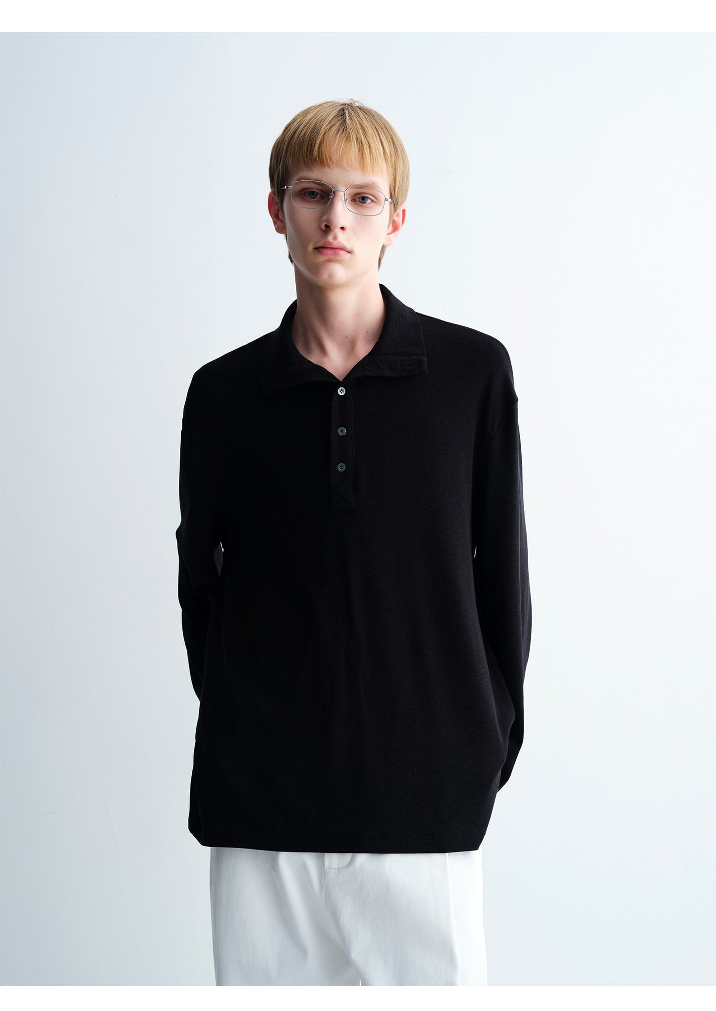 Cotton Blend Shell Button Shirt