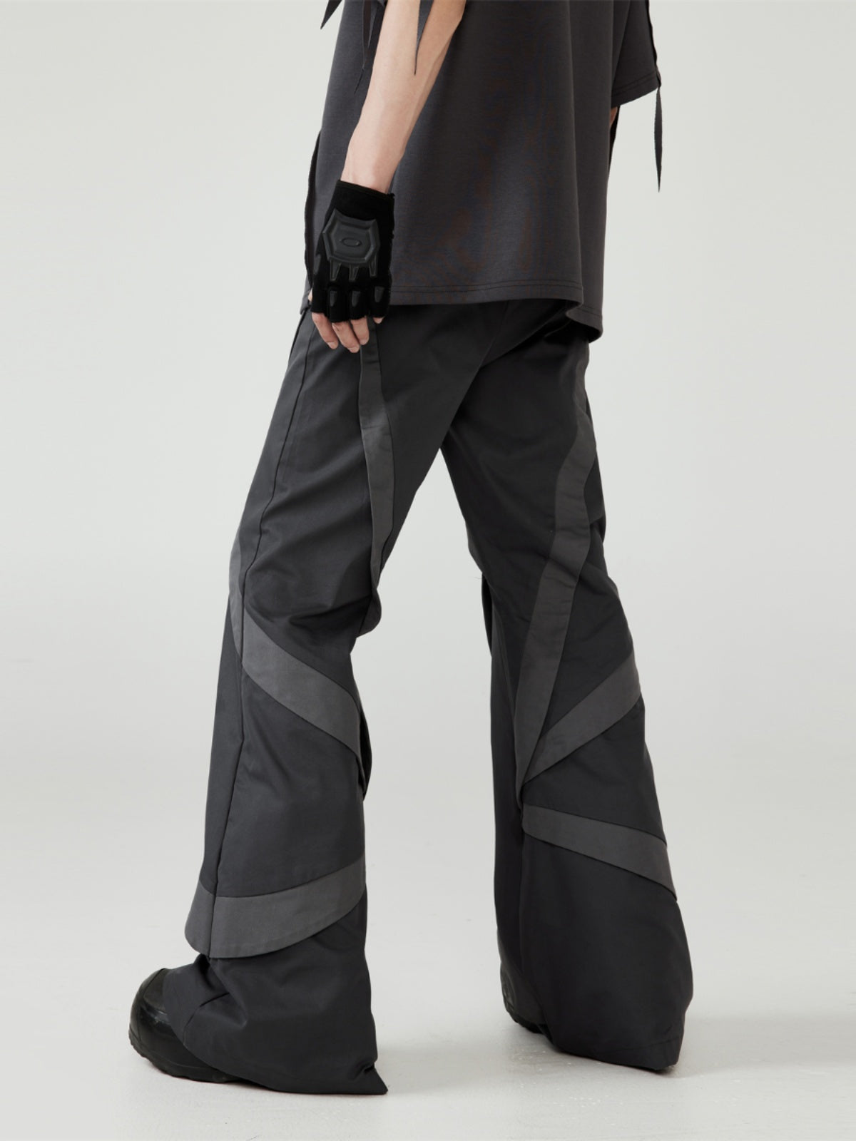 Contrast Color Micro Flare Casual Pants