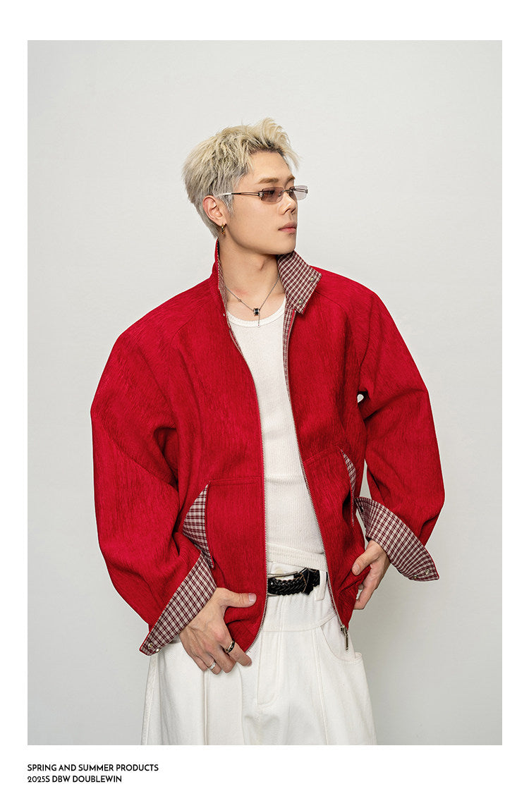 Color-block Check Pattern Jacket