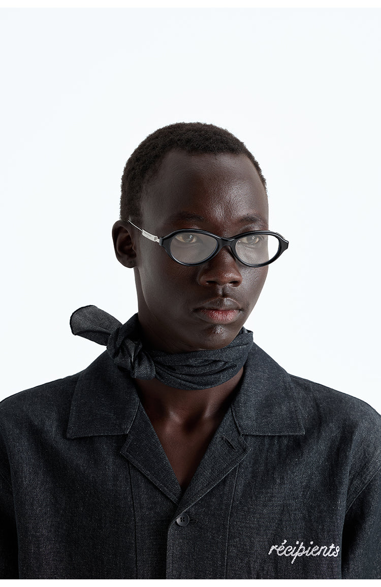 Denim dyed Cuba collar shirt