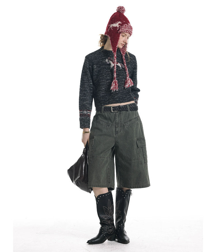 Unisex Tassel Jacquard Pony Sweater