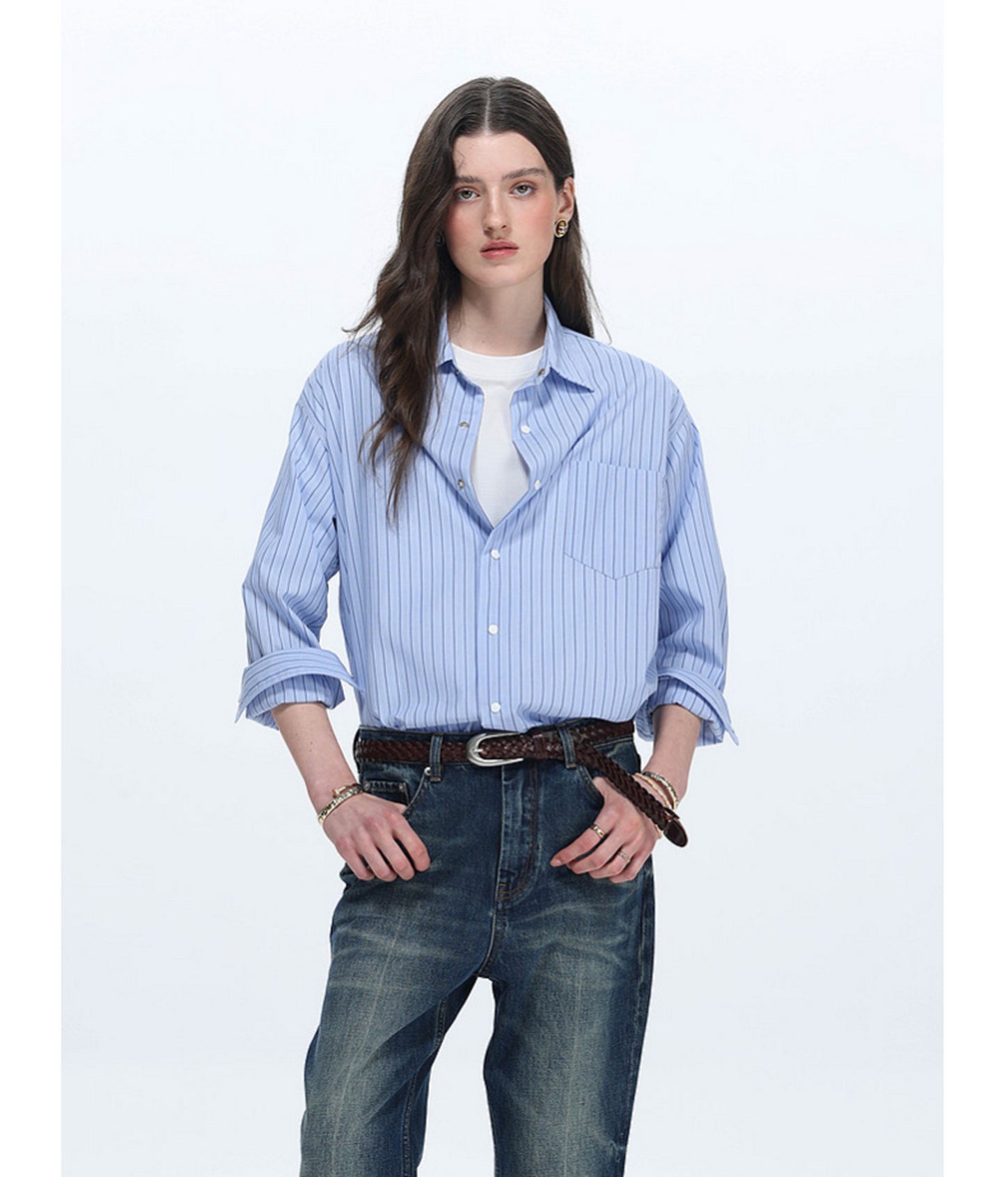 Striped Drop-Shoulder Casual Shirt