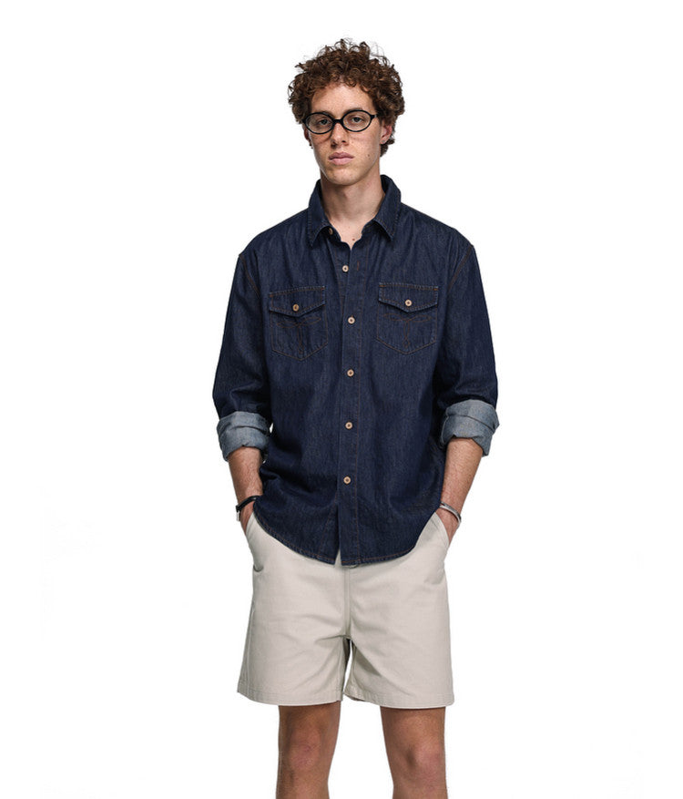 High-Quality Washed Denim Shirt