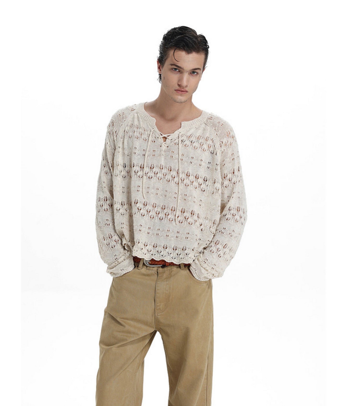 Lightweight Flyknit Tie-Up Sweater