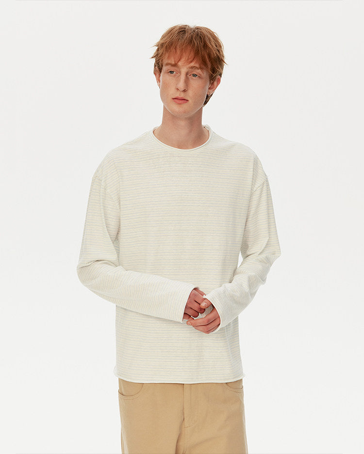 Retro Casual Roll-Up Stripe T-Shirt