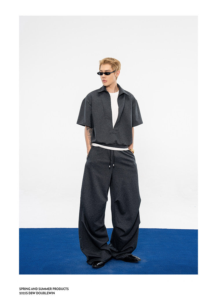 Casual Sweatpants with 3D-Structured Pleats